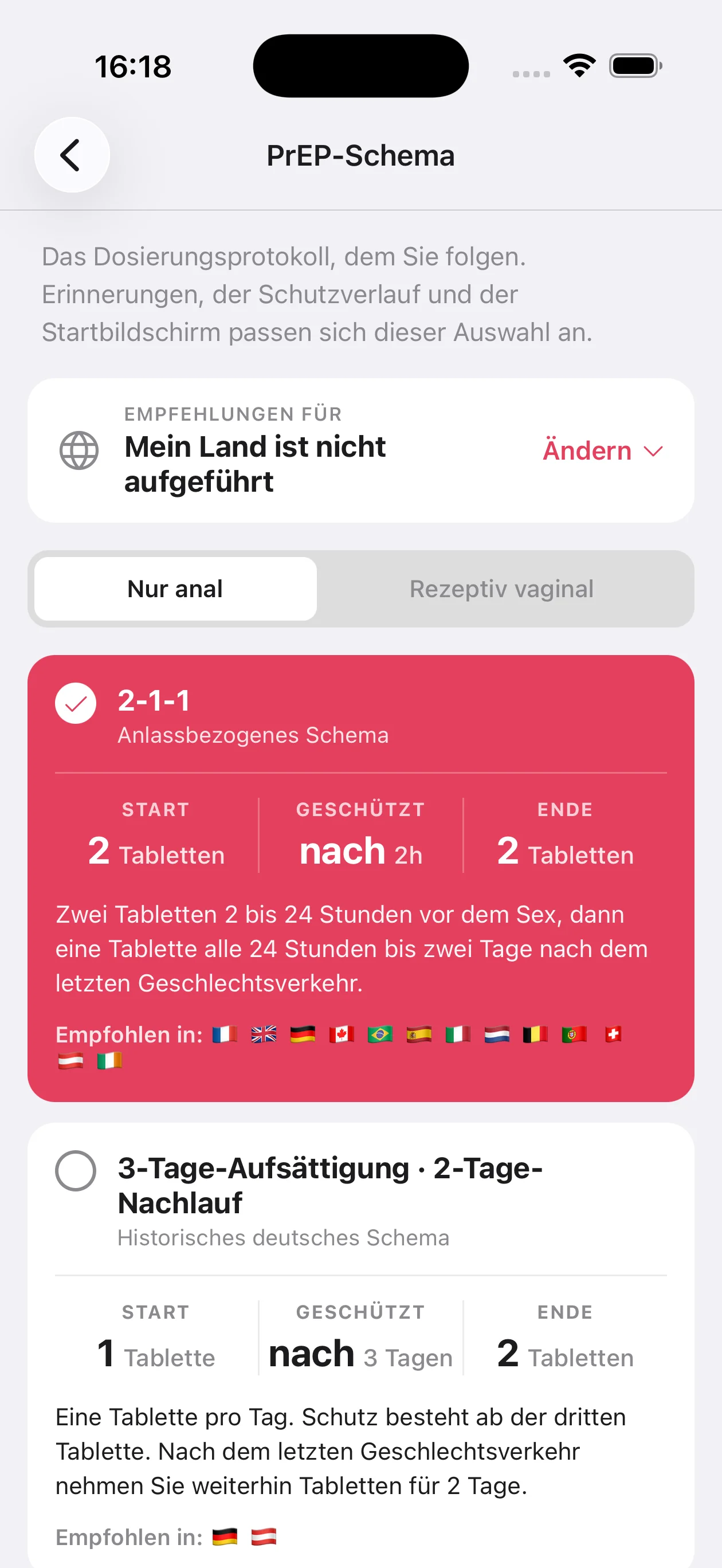 My PrEP — PrEP-Schema: 9 Schemata, angepasst an Ihr Land und Ihre Praktiken.